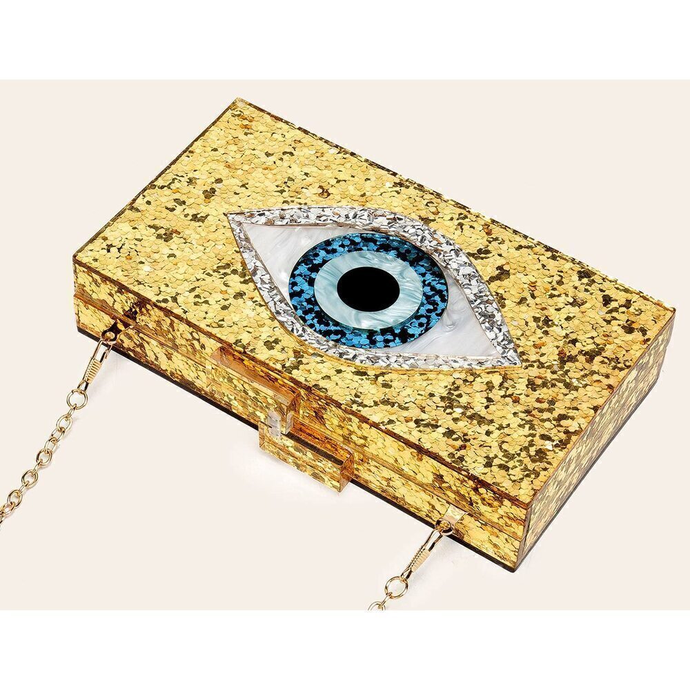 LETODE Clutch Purses for Women-Evil Eye Acrylic Clutch Glitter Purse Evening Bag - Picture 3 of 6